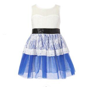 Richie House Blue White Tulle Lace Dress Size 5